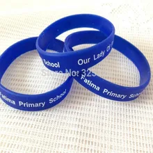 Лидер продаж! Пользовательские синие женские браслеты Белый текст отпечаток дешевые силиконовые Продвижение ювелирные изделия шарма браслет