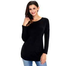 Женская одежда большого размера, модная футболка большого размера, Женская однотонная Повседневная футболка с круглым вырезом и длинными рукавами, топы Femme