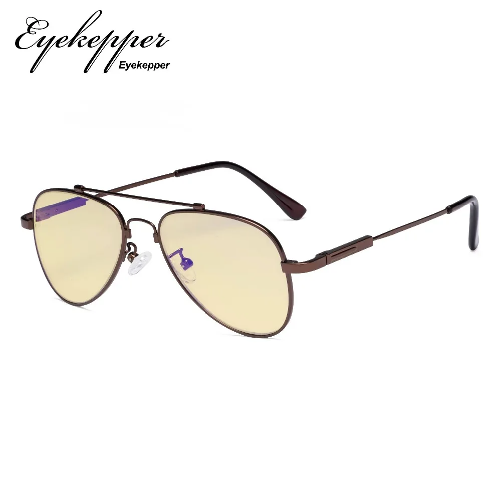 TMK1805 Eyekepper компьютерные очки для детей Anti Blue Light Eyeglasses Pilot style оправа с эффектом памяти-желтые тонированные линзы
