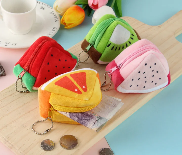

Super Cute , Mini 9CM Approx. Kawaii Fruit Plush BAG Toy , 4Designs, Watermelon Etc. Plush TOY BAG Pouch , Kid's Gift Plush Toys