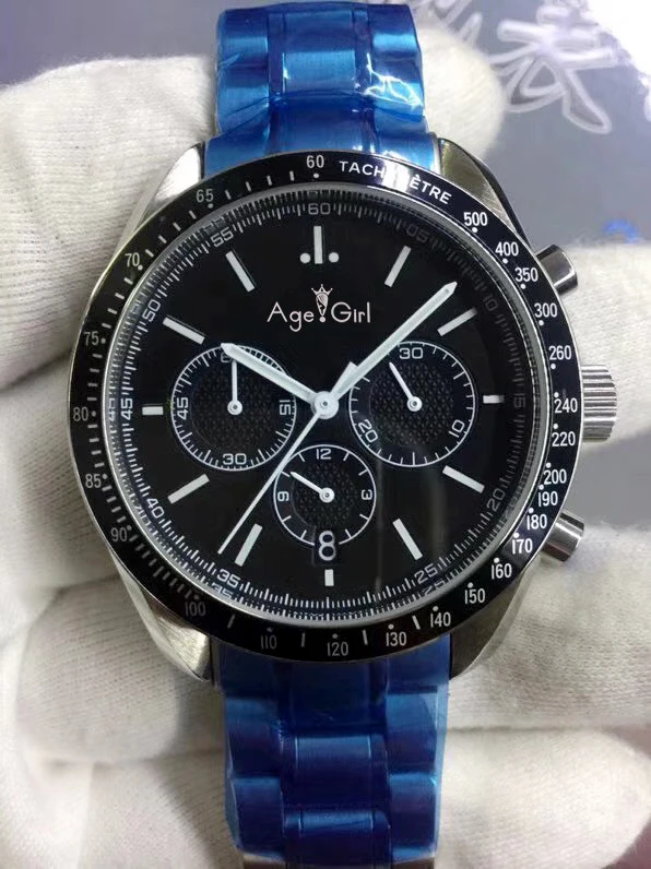 

Luxury Brand New Men Stopwatch Watch Ceramic Bezel Stainless Steel Speed Racing Black Chronograph Japanese OS Movement Sapphire
