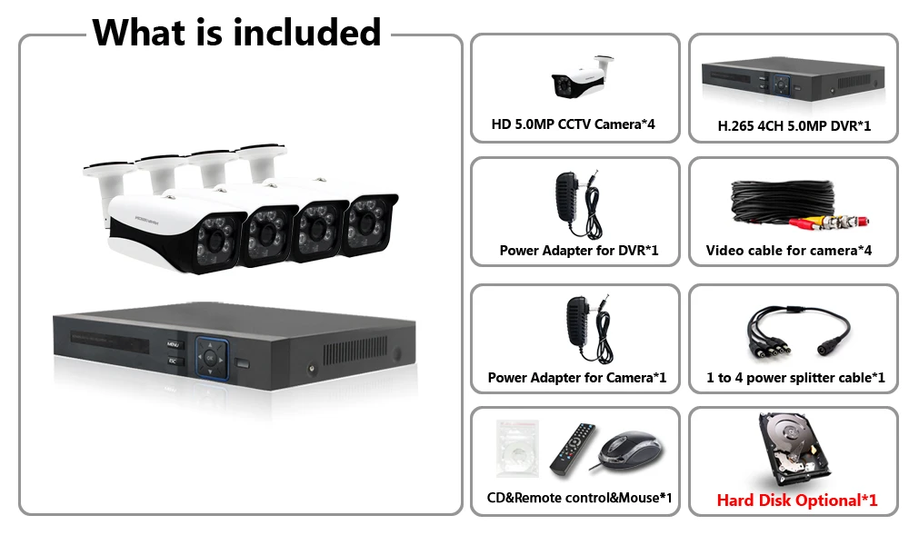 NINIVISION HD 5MP H.265 видеонаблюдение 4 камеры s камера безопасности Набор для видеонаблюдения HD 5MP Крытая уличная камера безопасности Система