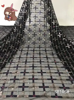 

Nigerian french net Lace CiCi-5.1710 Embroidered Cord Lace Fabric with full beads for bridal dress