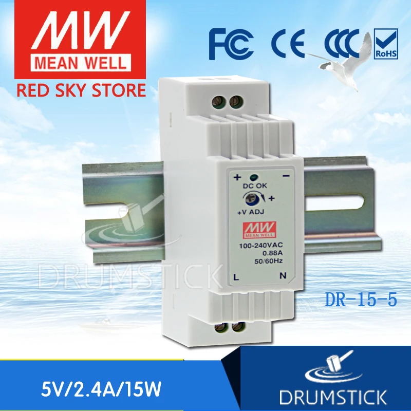 MEAN WELL DR 15 5 V 2.4A Meanwell 12 W одиночный выход промышленный din рейку блок