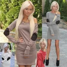 Mode frauen bodycon dress sexy party cocktail mini langarm dress 2017 neue dame schlanke schulterfrei dress herbst