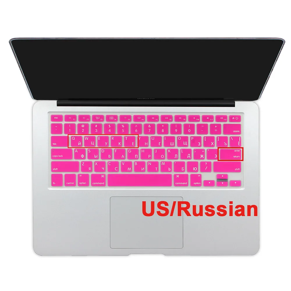 США введите русский алфавит силиконовый чехол для клавиатуры MacBook Air 13 Pro 13 15 17 дюймов retina A1466 A1502 A1398 - Цвет: rose