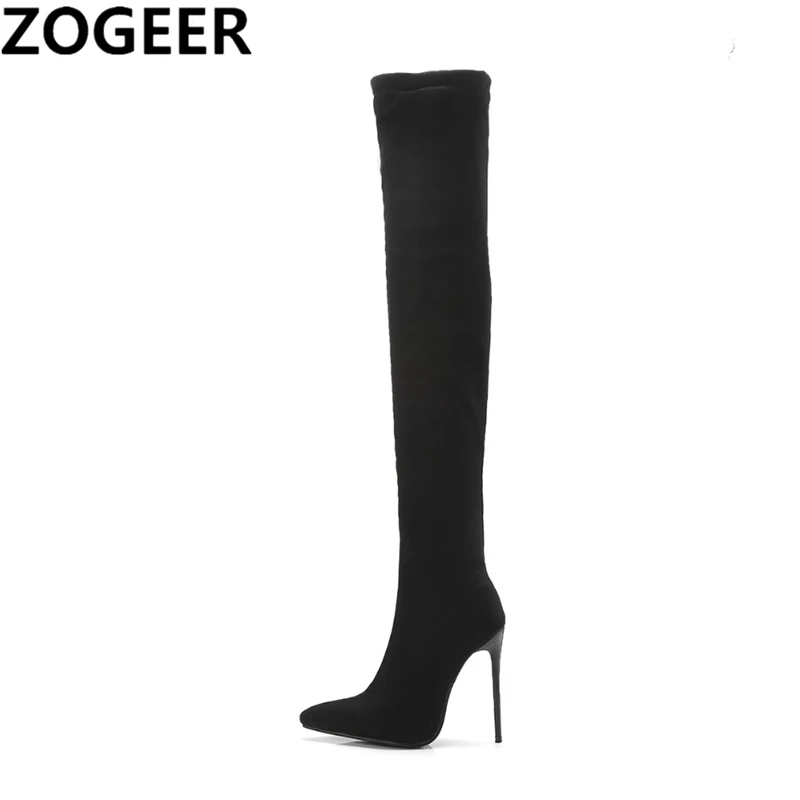 stretchy thigh high boots