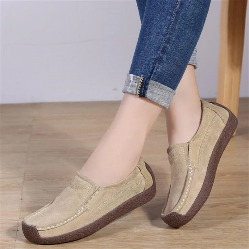 

Women Casual Shoes Plus Size 35-42 2019 Ladies Fashion Casual Shoes For Women Genuine Leather Shoes Female Loafers Flats G526