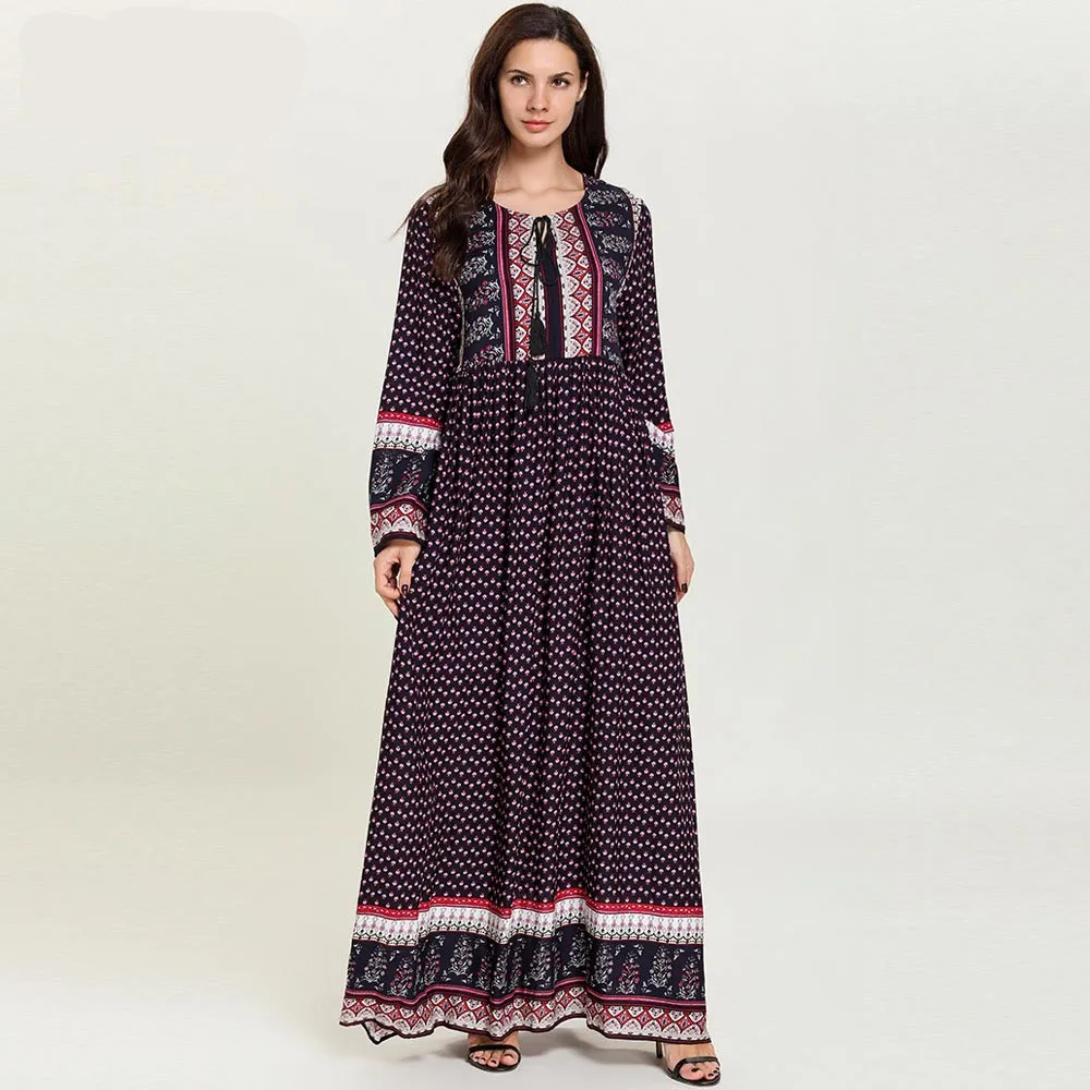 Женское мусульманское плиссированное платье Abaya турецкое Сингапур полная длина