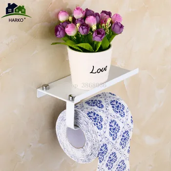 

Hot Bathroom Toilet Roll Paper Holder Wall Mount Stainless Steel Bathroom WC Paper Phone Holder with Storage Shelf Rack
