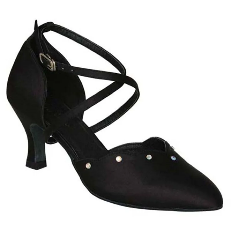 

Black White Tan With Rhinestones Size US 4-12 Heel Height 6 cm Professional Woman Ballroom Dance Shoes Close Toes B-018