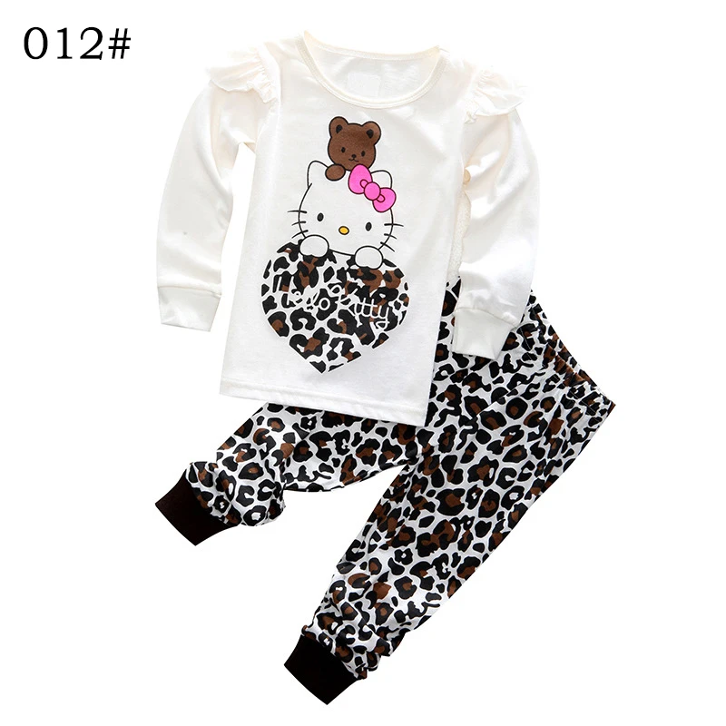 Girls Autumn Cotton Clothing Set Long Sleeve font b hoody b font Pants two pieces Kitty