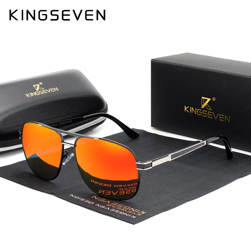 Мужские солнцезащ. Очки с УФ защитой KINGSEVEN черно красные солнцезащитные очки