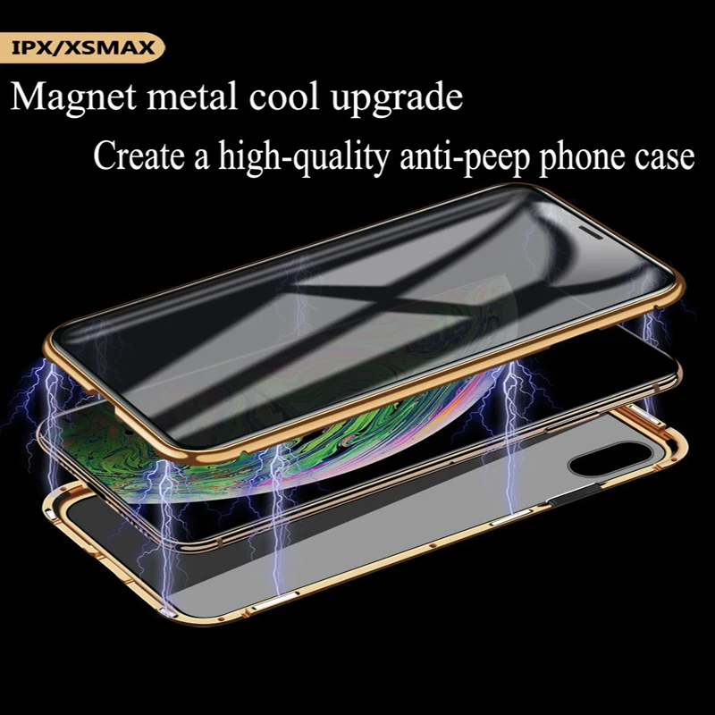 

Apple XR Magnetic Anti-Peeping Mobile Phone Case iPhone xs max Mobile Shell Creative iPhone 6S / 7 / 8plus Metal Frame Cover