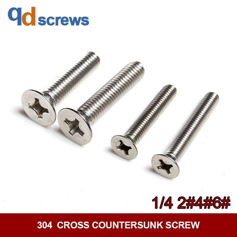 304 1/4 #2 #4 #6 Американская Стандартная головка потай винты с крестообразный вырез