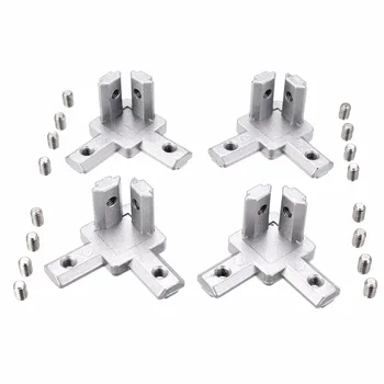 

Durable 4pcs Aluminum Profile 3-way Corner Bracket 2020 T Slot + 16pcs Screw for 3D Printer