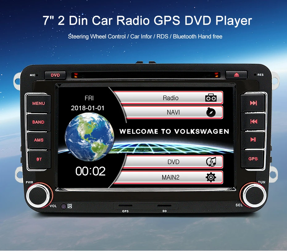 Top AWESAFE 2 Din 7 inch Car DVD GPS Radio Player For Volkswagen VW golf 5 6 touran passat B6 B7 sharan JATTA Skoda Seat Autoradio 6