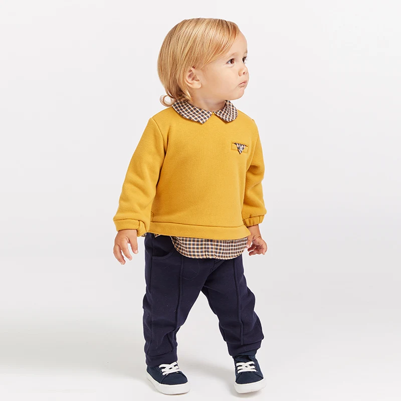 DBW8936 dave bella осень мальчиков одежда с длинным рукавом комплекты для малышей Топ+ Штаны комплект из 2 предметов Детские костюмы высокого качества