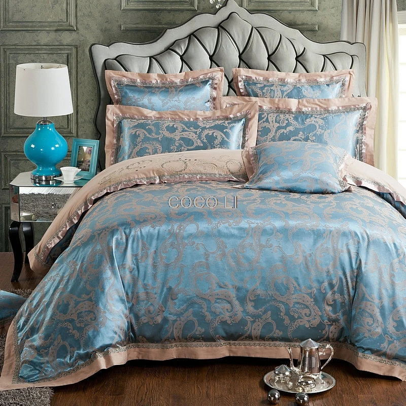4 шт. Комплект постельного белья из шелка сатина и жаккарда|king size|bedding setlinen bedding set |