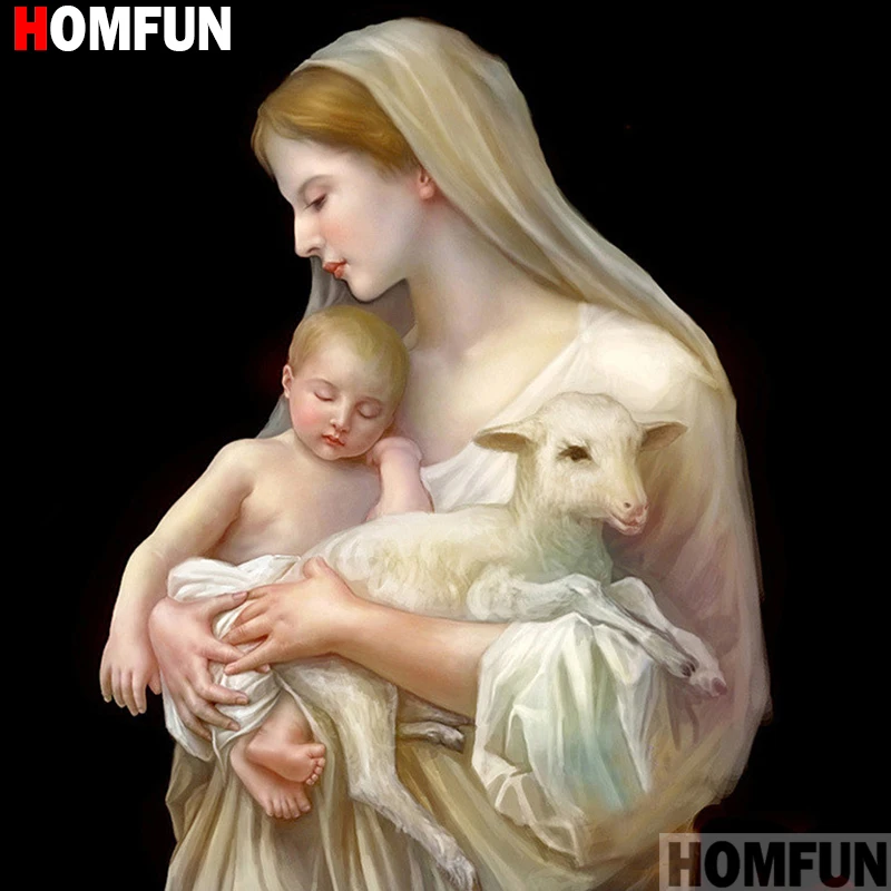 HOMFUN Full Square/Round Drill 5D DIY Diamond Painting &quotWoman child&quot 3D Embroidery Cross Stitch Home Decor A16736 | Дом и сад