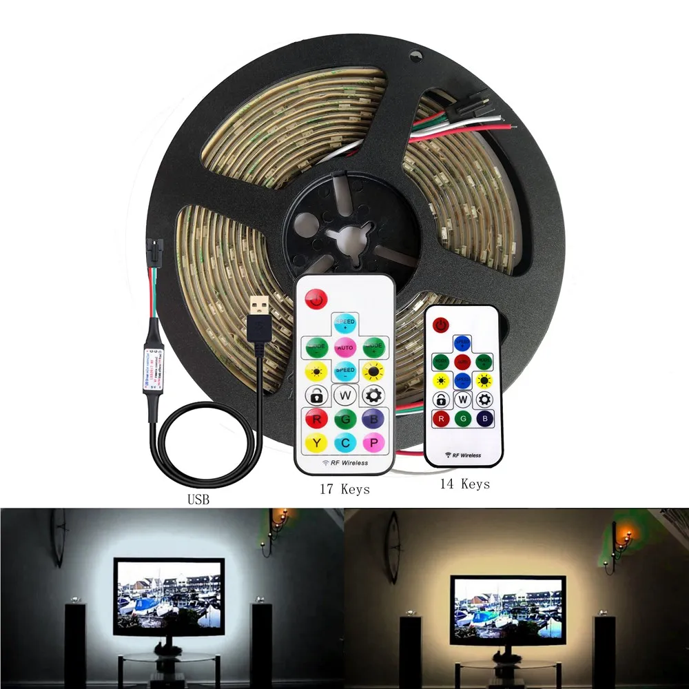 

USB WS2812B LED Strip Light Waterproof For HDTV TV Monitor Desktop PC Screen Backlight lighting 0.5M~ 5M
