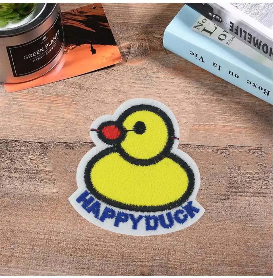 Embroidered Cartoon Iron On Patches Garment Butterfly Bird Tongue Flowers Ice Cream Bow Duck Patches For Clothes Fabrics(12)