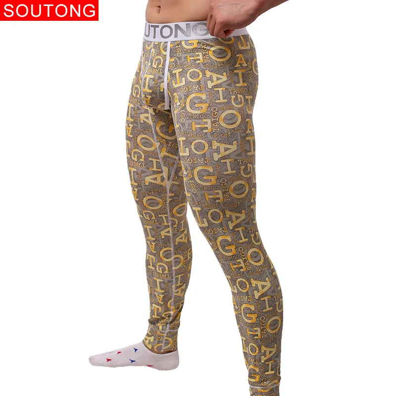 Soutong 2018 Underwear Winter Mens Warm Thermal Underwear Cotton Long Johns Underpants Letter Printed Thermal Underwear For Men