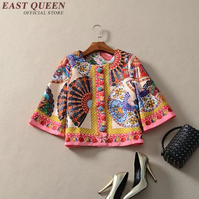 boho jacket casual bomber jacket embroidery boho clothing Boho chic style colorful half sleeve short coats AA1932 Q