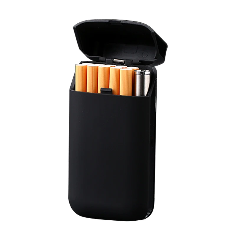 

HD606 Customized advertising capacity 10 cigarettes with cigarette lighter USB charging lighter cigarette box wholesale