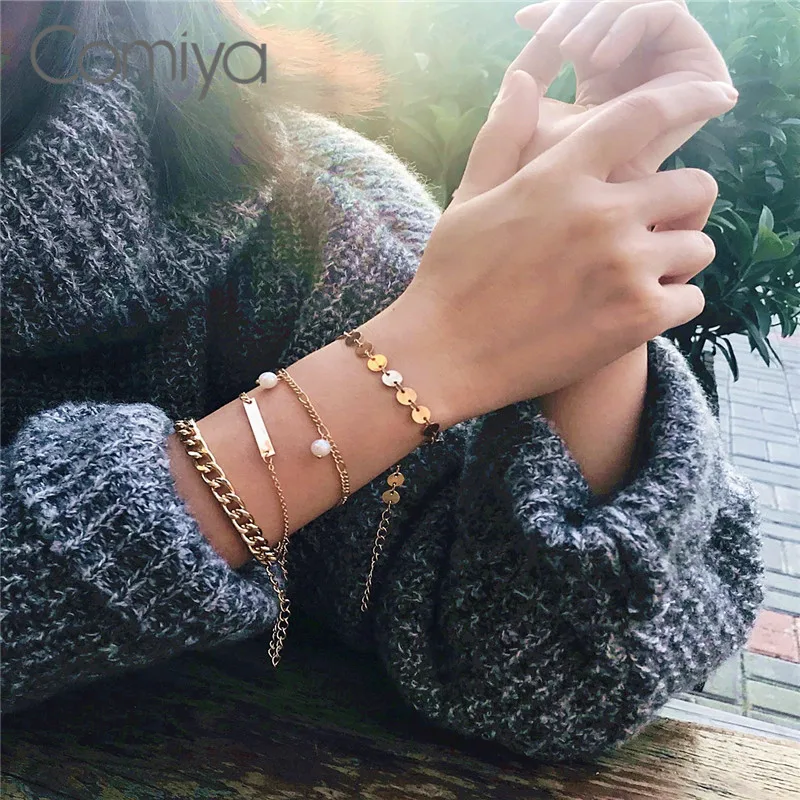 

Comiya Designer Bracelets Set Boho Ethnic Vintage Accessories Zinc Alloy Gold Color Chains Bracelet For Women Pulseras Mujer