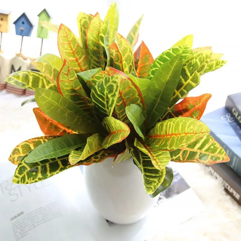 

Artificial Colorful Leaf Plants Fake Tree Leaves Simulation handmade Grass Plastic And Cloth Leaf Home Wedding Decor