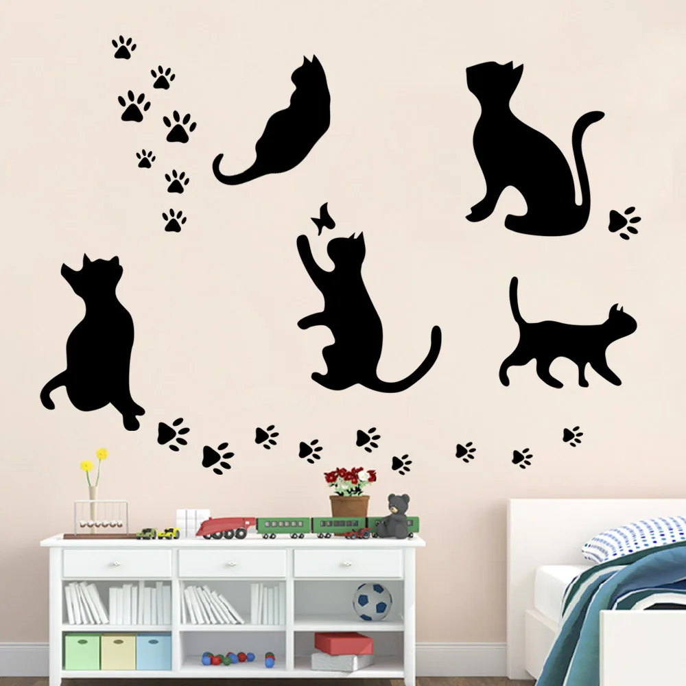 Large Wall Decal Sticker Art Removable Waterproof Vinyl Transfer Two Black Cats 