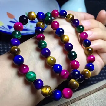 

Natural Colour Tiger's Eye Gemstone Round Beads Bracelet AAA 8mm