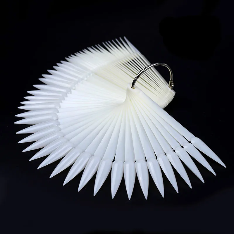 

wholesale 50sets of Fan Shaped Sharp Color Chart 50 Tips False Nail Art Color Chart Display Stick Polish show rack free shipping