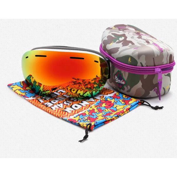 Мужские и женские лыжные очки, лыжные очки, без полей, двухслойные, UV400, анти-туман, большая Лыжная маска, очки для катания на лыжах, сноуборде - Цвет: White Red
