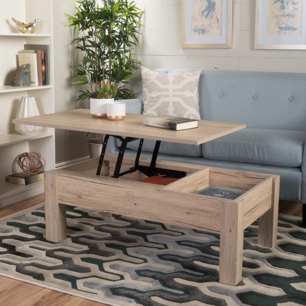 

Enida Dark Brown Wood Lift Top Storage Coffee Table