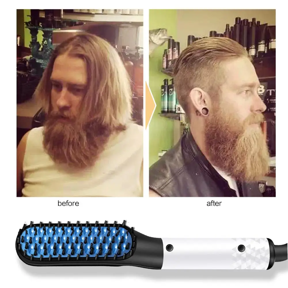 

Multifunction Men's Hair Straighteners Hair Styling Ceramic Flat Iron Comb Straighten Curly Hair Fast Heated for Men Combs