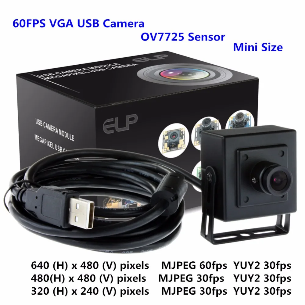

ELP USB web camera 3.6mm 0.3 megapixel 640x480 Mjpeg 60fps VGA OV7725 cmos sensor aluminum usb video mini camera