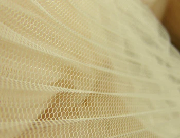 

5 Meters Width 150cm 59" apricot Ruffled Pleated Crumple Mesh Lace Fabric Solid for Wedding Dress bubble skirt MM135