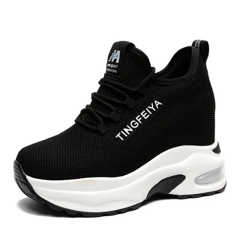 

2019 New Women Platform Casual Shoes Mesh Breathable Wedge Heels Shoes 8CM Autumn thin Sole Sneakers Woman Deportivas shoes