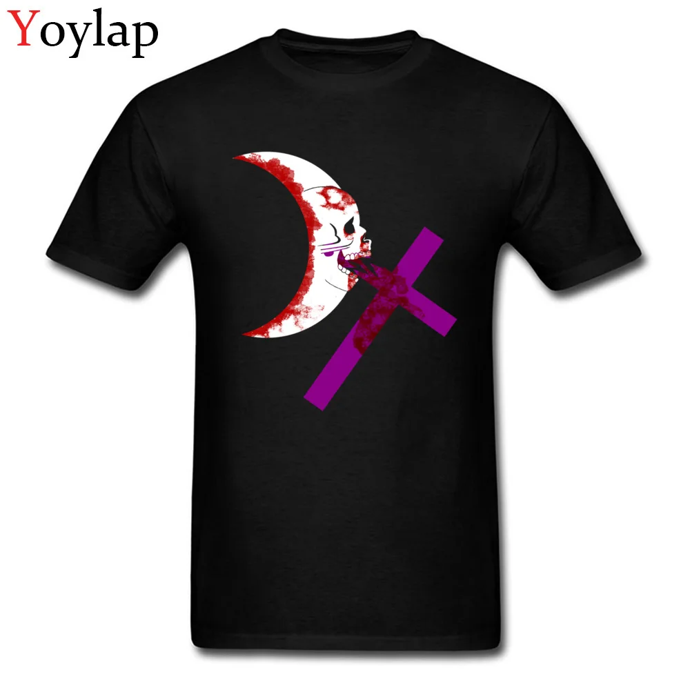 Newest Party Short Sleeve Tops Shirt Scarlet Moon Flag Summer Autumn Round Neck Cotton Adult T-shirts Party Tee-Shirts black