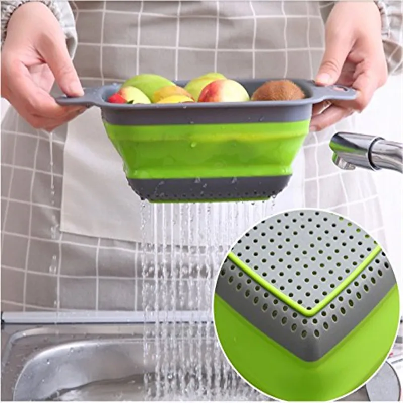 1 Pcs Foldable Strainer Basket Collapsible Silicone Strainer Square