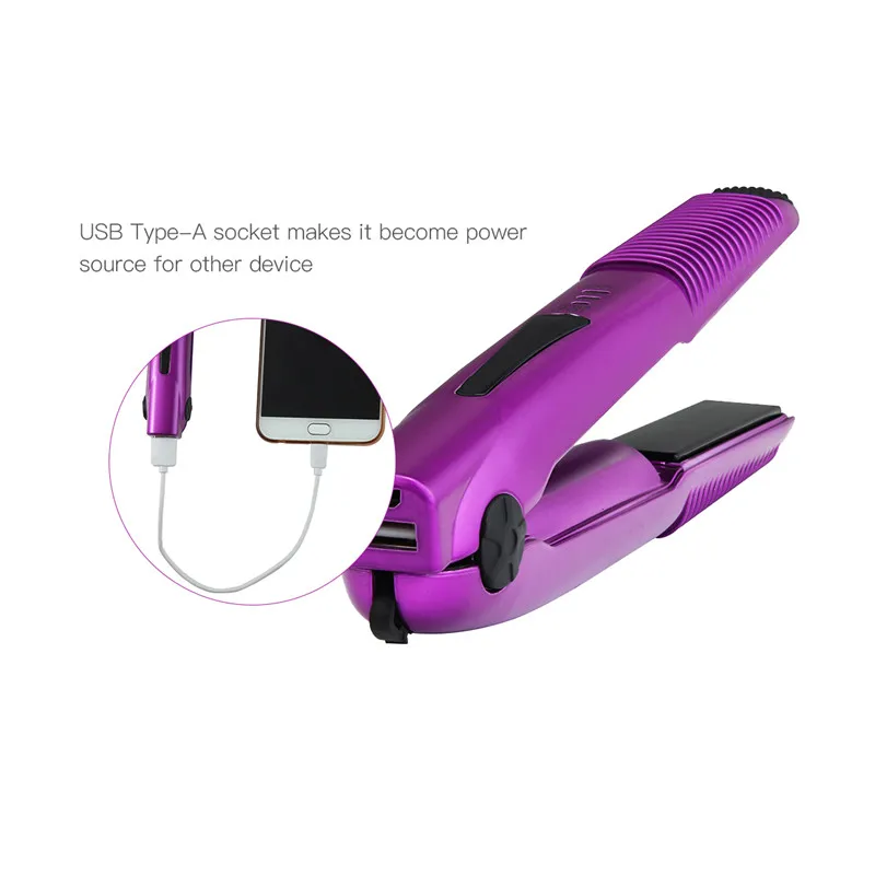 Skup 2 w 1 Mini bezprzewodowa lokówka z prostownicą USB akumulatorowa prostownica do włosów prostownica do włosów przenośne urządzenie do stylizacji podróży