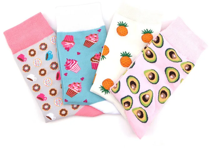 Happy Socks десертная еда серия женские носки хлопок скейтборд хип хоп Уличная команда Harajuku Искусство Мода короткие носки с принтом