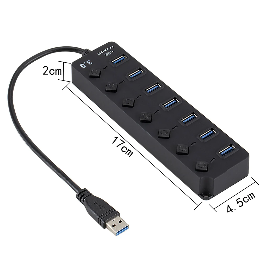 USB 3 0 концентратор сплиттер 7 портов w/вкл/выкл выключатели подключи и играй