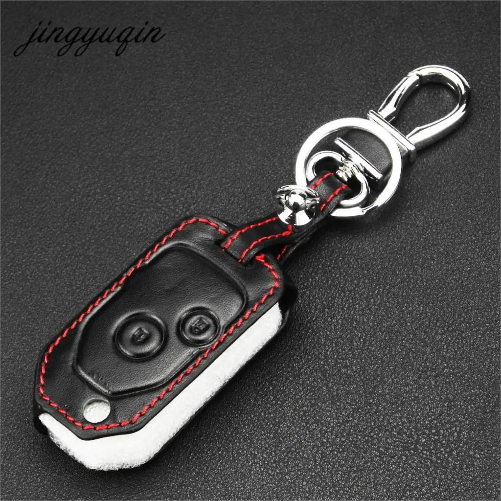 

jingyuqin Leather Cover For Honda Accord CRV Odyssey 2 Buttons Modified Flip Folding Remote Key Case