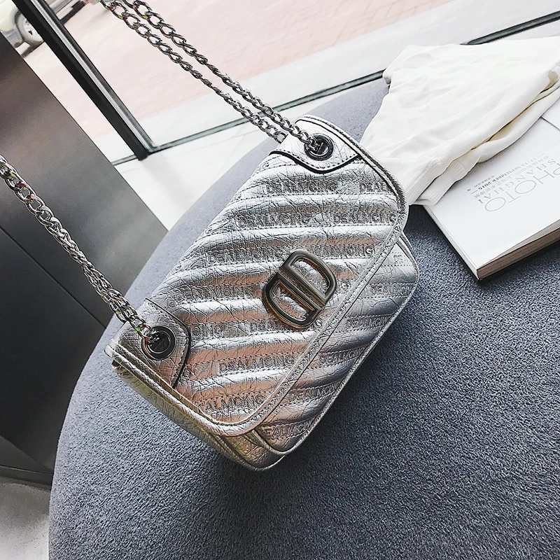 Серебряные сумки для женщин 2018 из искусственной кожи стеганая сумка женская на