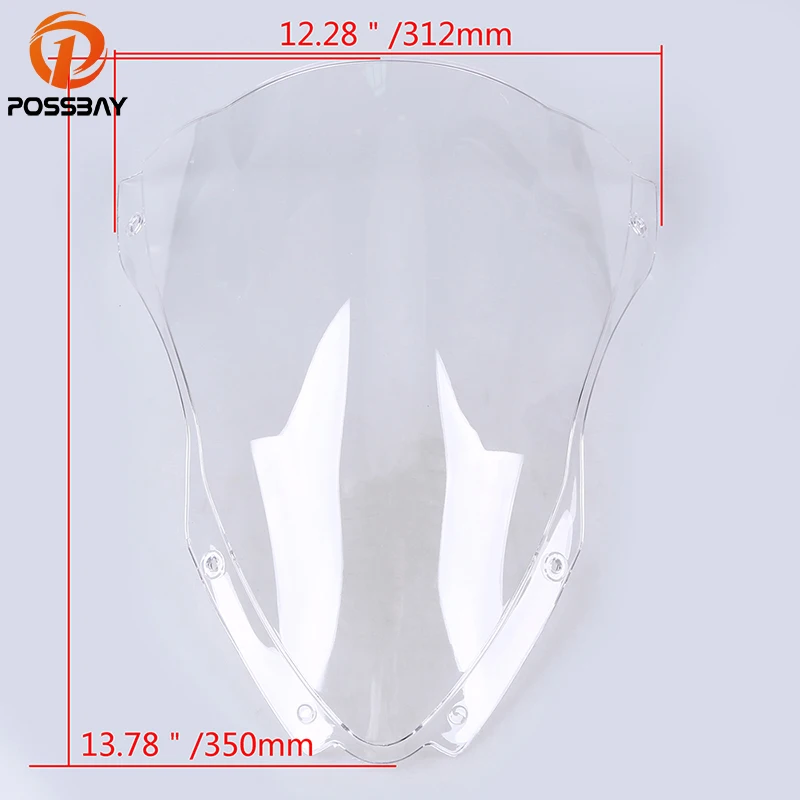 

POSSBAY Clear Motorcycle Windshield Motocross Scooter Windscreen Protectors fit for Kawasaki ZX10R 2016-2017 Scooter Deflectors