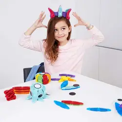 3D Сборка магнитные блоки игрушки соединительные строительные плитки Набор Гибкая Магнитная конструкция набор для детей набор животных