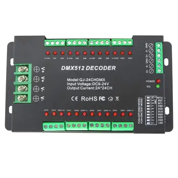 

High Power 24 Channel DMX LED Decoder Controller DMX512 Dimmer Driver DC9-24V 2A/CH ST190